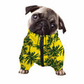 Yellow Palm Tree Pattern Print Dog Zip Up Jacket