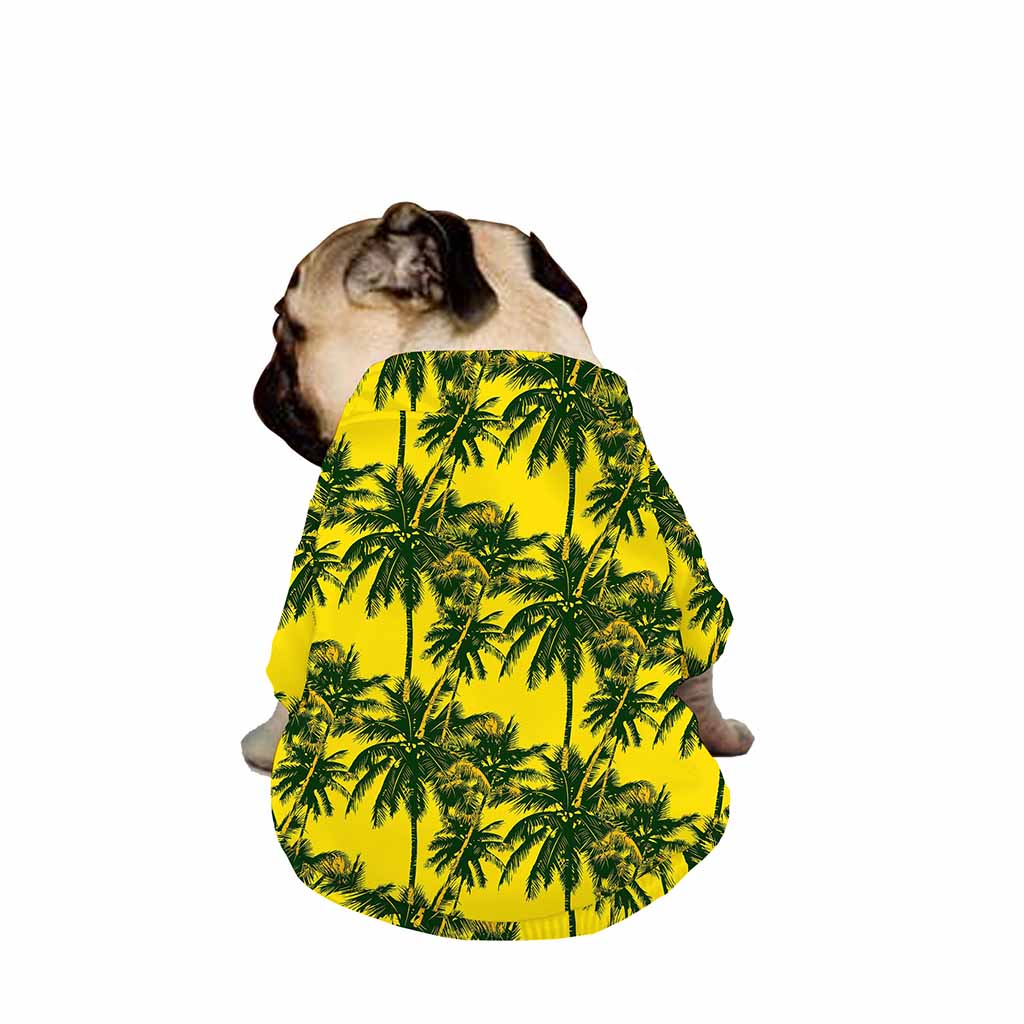 Yellow Palm Tree Pattern Print Dog Zip Up Jacket