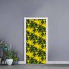 Yellow Palm Tree Pattern Print Door Sticker