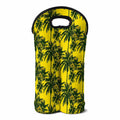 Yellow Palm Tree Pattern Print Double Neoprene Wine Tote