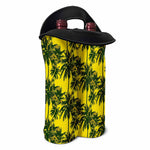 Yellow Palm Tree Pattern Print Double Neoprene Wine Tote