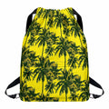 Yellow Palm Tree Pattern Print Drawstring Backpack