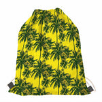 Yellow Palm Tree Pattern Print Drawstring Bag