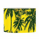 Yellow Palm Tree Pattern Print Drum Lamp Shade