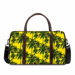 Yellow Palm Tree Pattern Print Duffle Bag