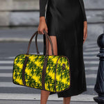 Yellow Palm Tree Pattern Print Duffle Bag