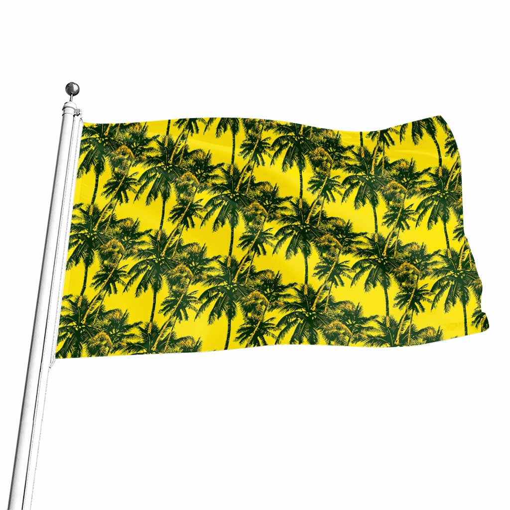 Yellow Palm Tree Pattern Print Flag