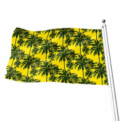 Yellow Palm Tree Pattern Print Flag