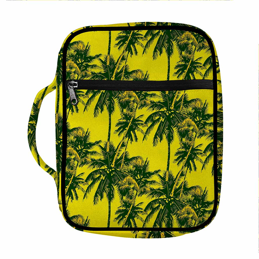 Yellow Palm Tree Pattern Print Front Pocket Bible Bag