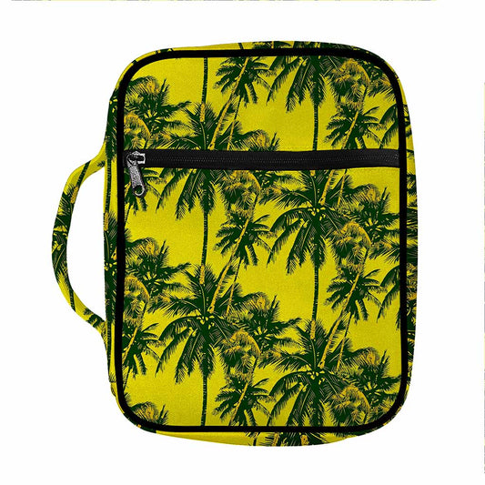 Yellow Palm Tree Pattern Print Front Pocket Bible Bag