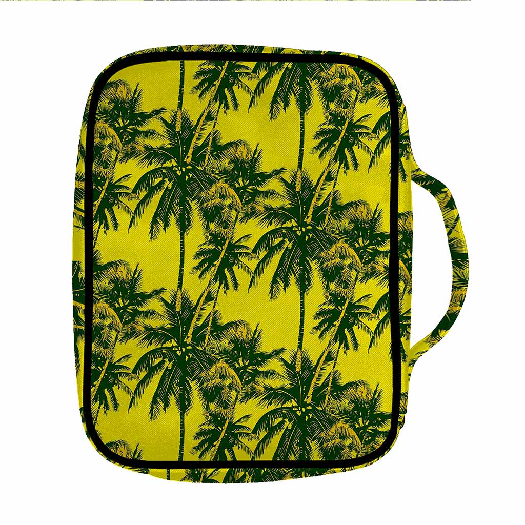 Yellow Palm Tree Pattern Print Front Pocket Bible Bag