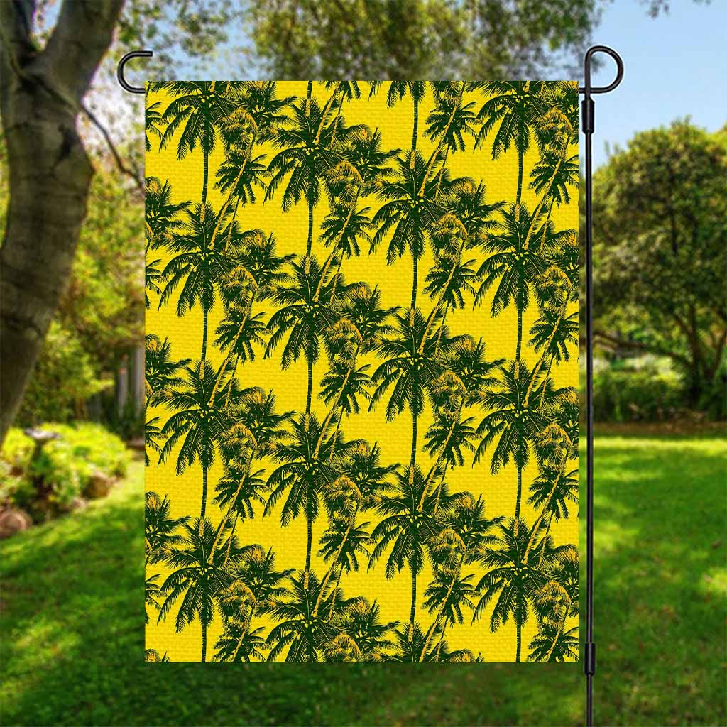 Yellow Palm Tree Pattern Print Garden Flag