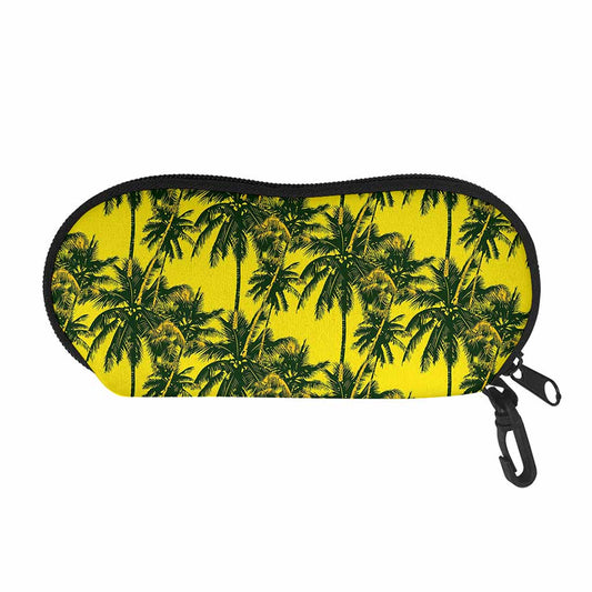 Yellow Palm Tree Pattern Print Glasses Case