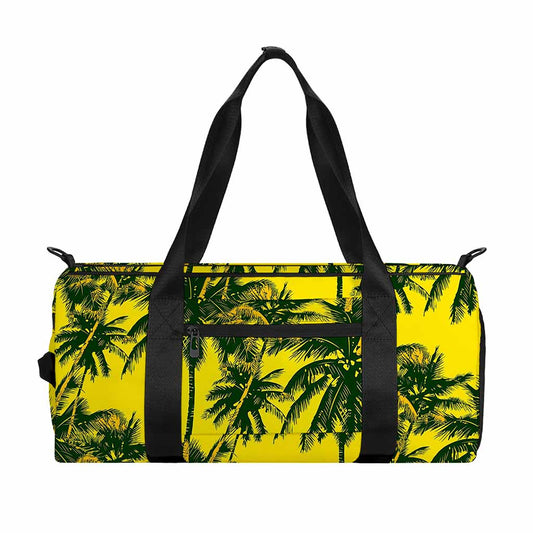 Yellow Palm Tree Pattern Print Gym Bag