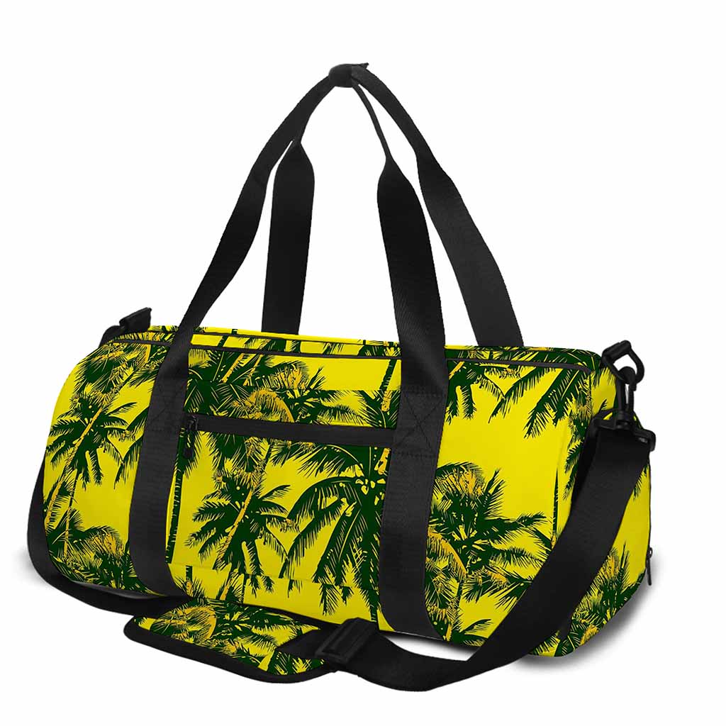 Yellow Palm Tree Pattern Print Gym Bag