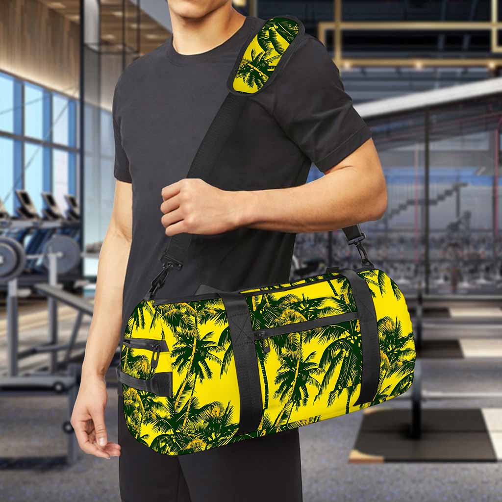 Yellow Palm Tree Pattern Print Gym Bag