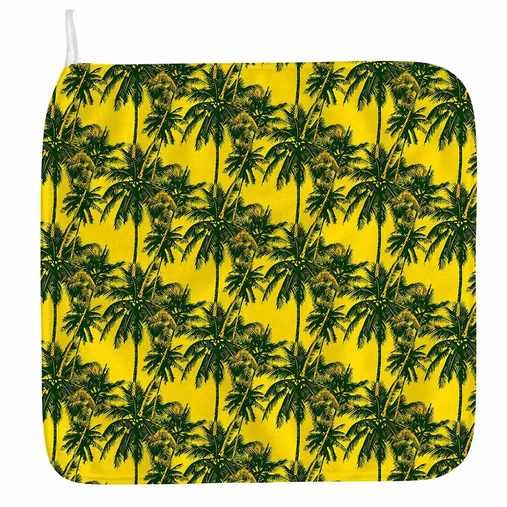 Yellow Palm Tree Pattern Print Hand Towel