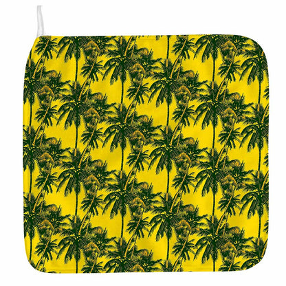 Yellow Palm Tree Pattern Print Hand Towel