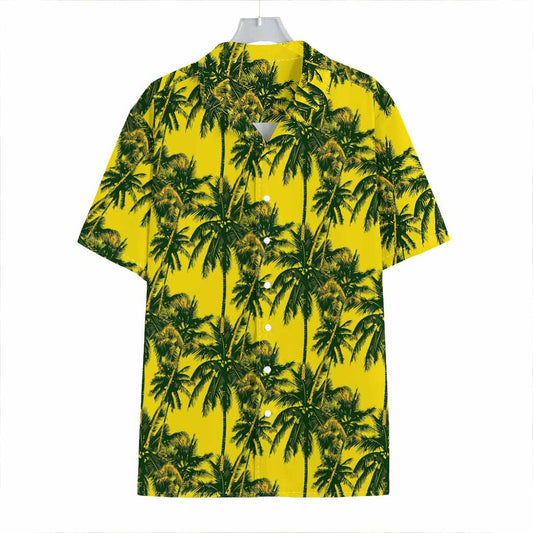 Yellow Palm Tree Pattern Print Hawaiian Shirt