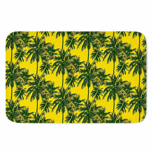 Yellow Palm Tree Pattern Print Indoor Door Mat