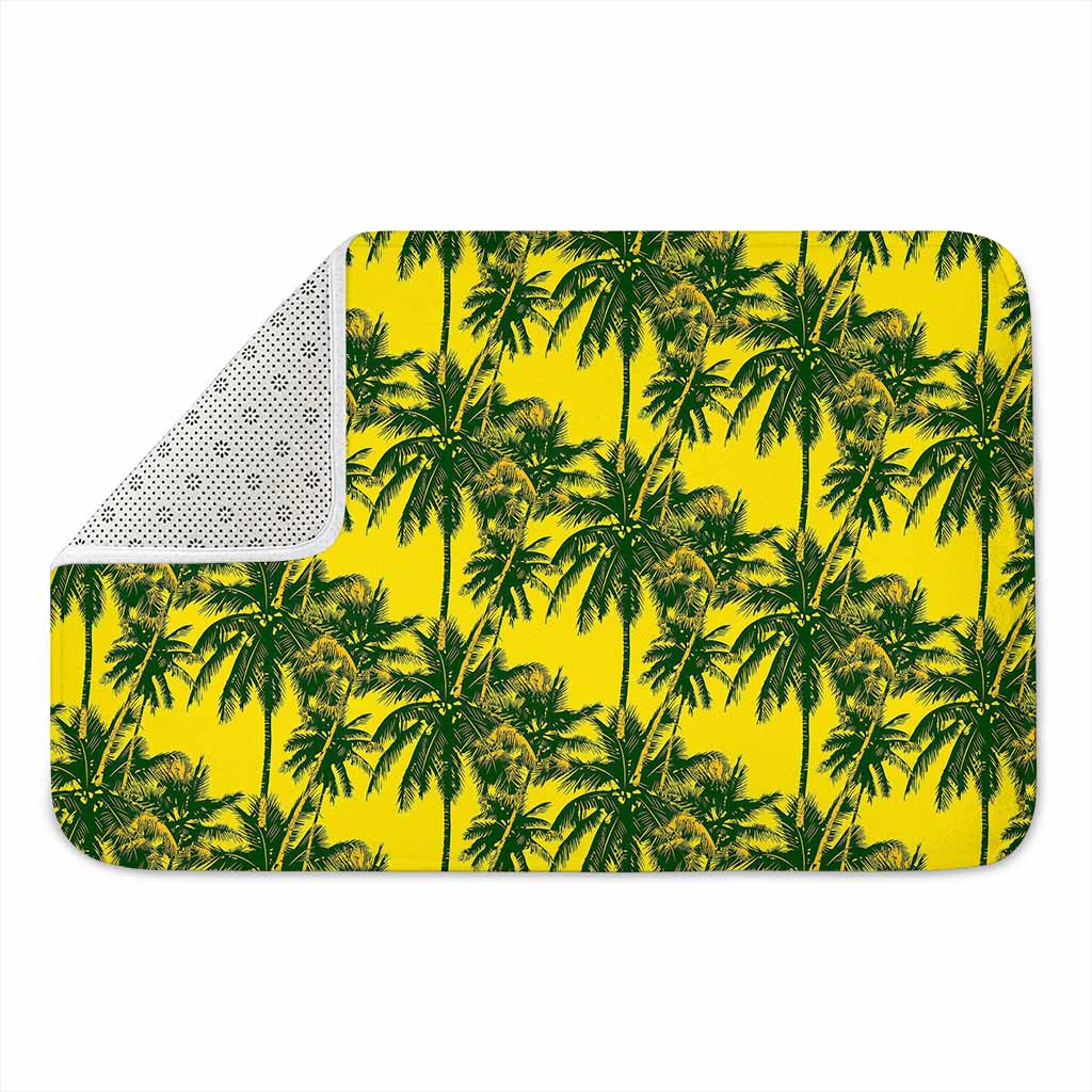Yellow Palm Tree Pattern Print Indoor Door Mat