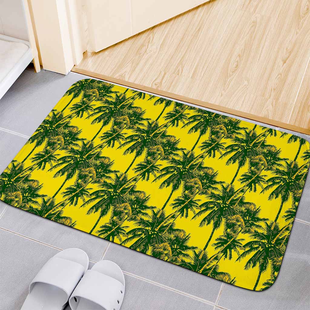 Yellow Palm Tree Pattern Print Indoor Door Mat