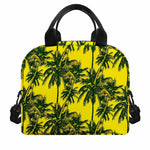 Yellow Palm Tree Pattern Print Insulated Lunch Bag
