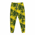 Yellow Palm Tree Pattern Print Jogger Pants