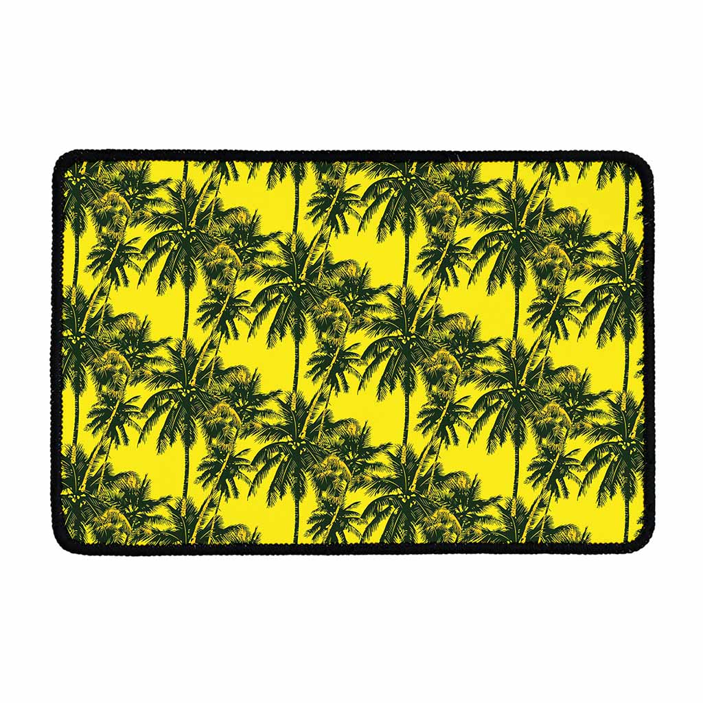 Yellow Palm Tree Pattern Print Kitchen Mat