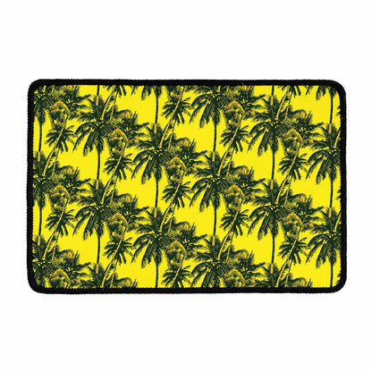 Yellow Palm Tree Pattern Print Kitchen Mat