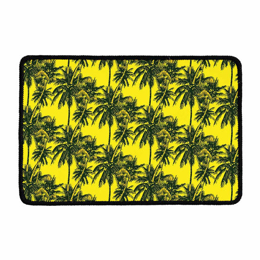 Yellow Palm Tree Pattern Print Kitchen Mat