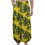 Yellow Palm Tree Pattern Print Lantern Pants