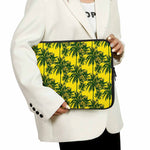 Yellow Palm Tree Pattern Print Laptop Sleeve