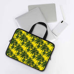 Yellow Palm Tree Pattern Print Laptop Sleeve With Handle