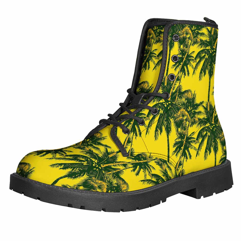 Yellow Palm Tree Pattern Print Backpack