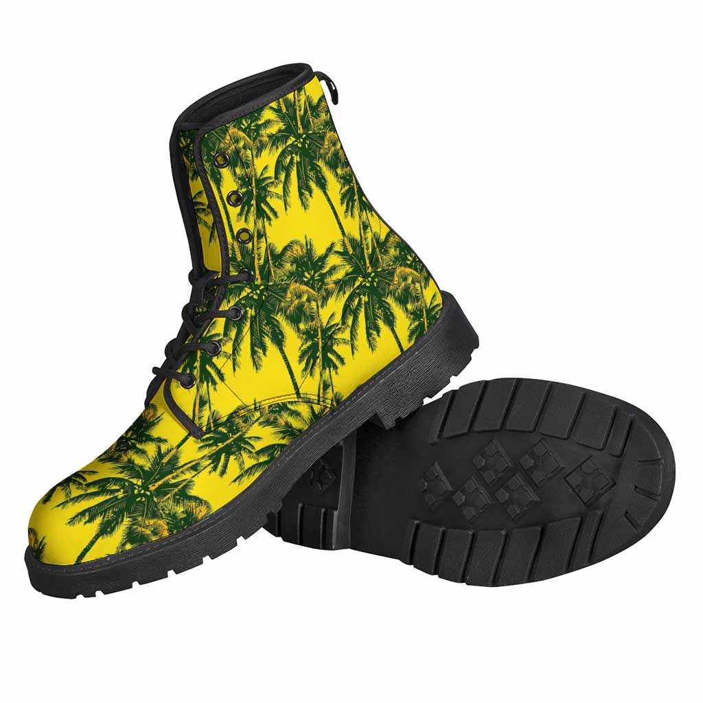 Yellow Palm Tree Pattern Print Backpack