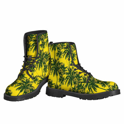 Yellow Palm Tree Pattern Print Backpack