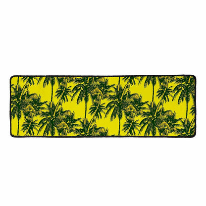 Yellow Palm Tree Pattern Print Long Kitchen Mat