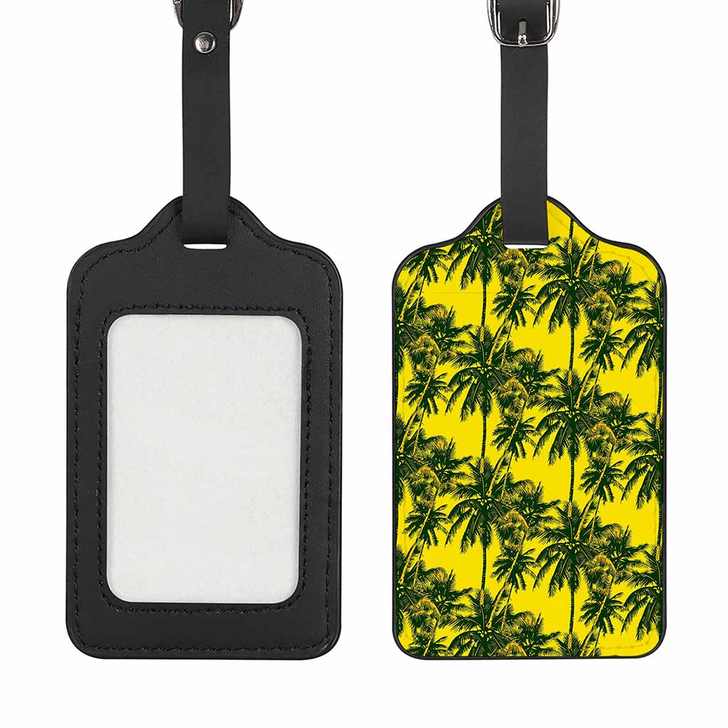 Yellow Palm Tree Pattern Print Luggage Tag