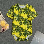 Yellow Palm Tree Pattern Print Men's Bodysuit