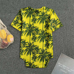 Yellow Palm Tree Pattern Print Men's Bodysuit