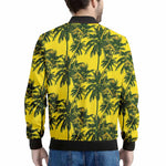 Yellow Palm Tree Pattern Print Men's Bomber Jacket
