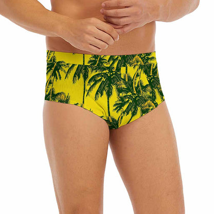 Yellow Palm Tree Pattern Print Men's Briefs