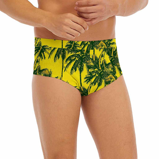 Yellow Palm Tree Pattern Print Men's Briefs