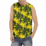 Yellow Palm Tree Pattern Print Men's Fitness Tank Top
