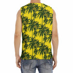 Yellow Palm Tree Pattern Print Men's Fitness Tank Top
