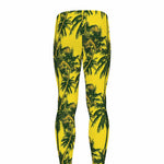 Yellow Palm Tree Pattern Print Men's leggings
