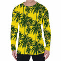 Yellow Palm Tree Pattern Print Men's Long Sleeve T-Shirt