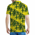 Yellow Palm Tree Pattern Print Men's Polo Shirt