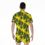 Yellow Palm Tree Pattern Print Men's Rompers